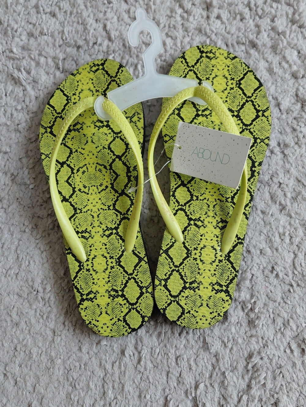Abound Neon Yellow Snake-Print Flip Flops